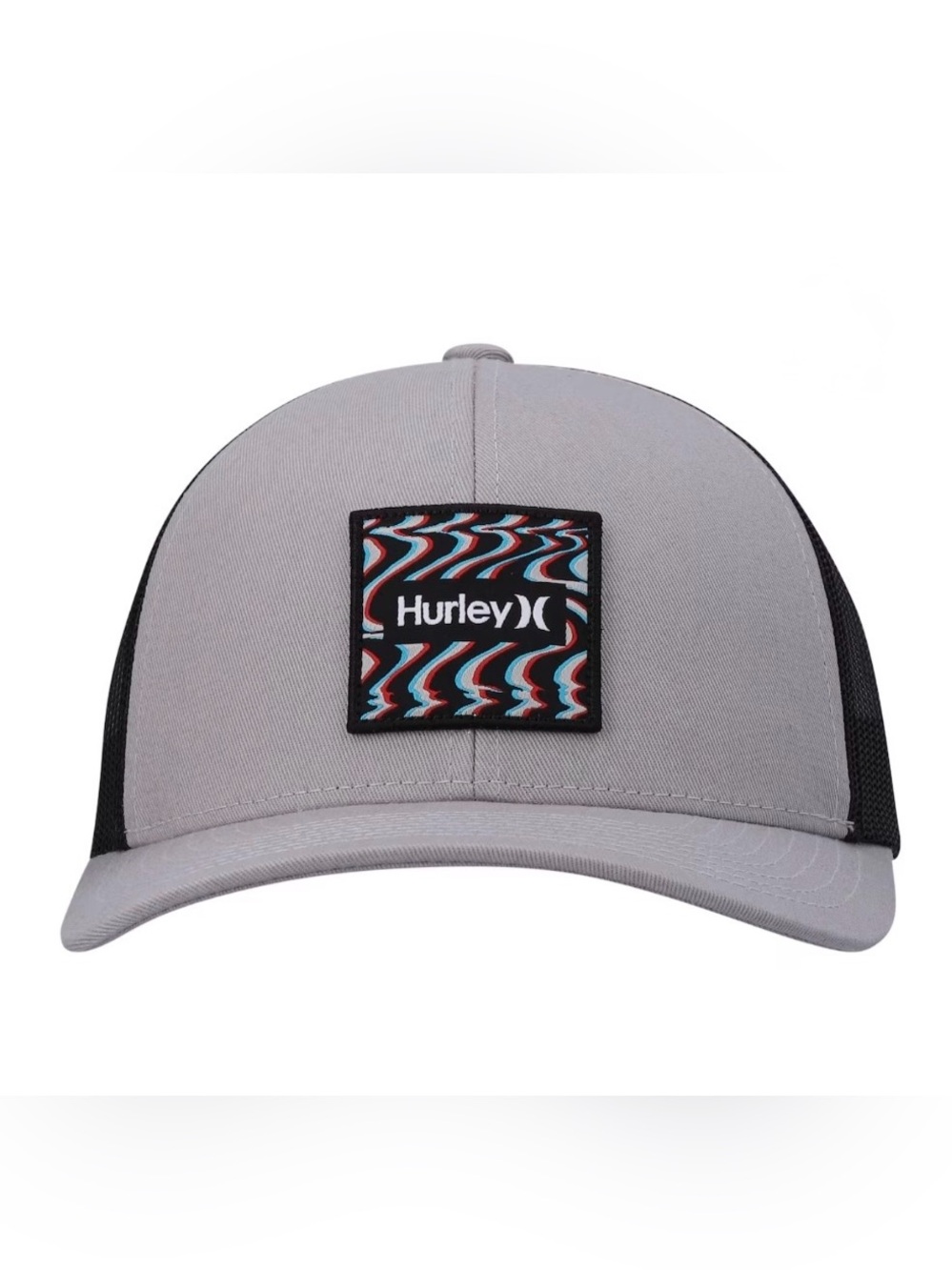 Hurley Light Gray and Black Trucker Hat with Wave Patch
